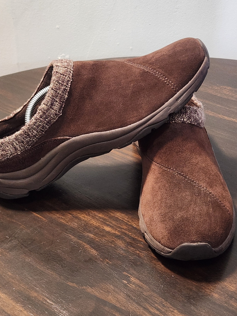 Vionic Arbor Womens 11 Brown Suede Clog Mules Orthotic Comfort Slip On Shoes
